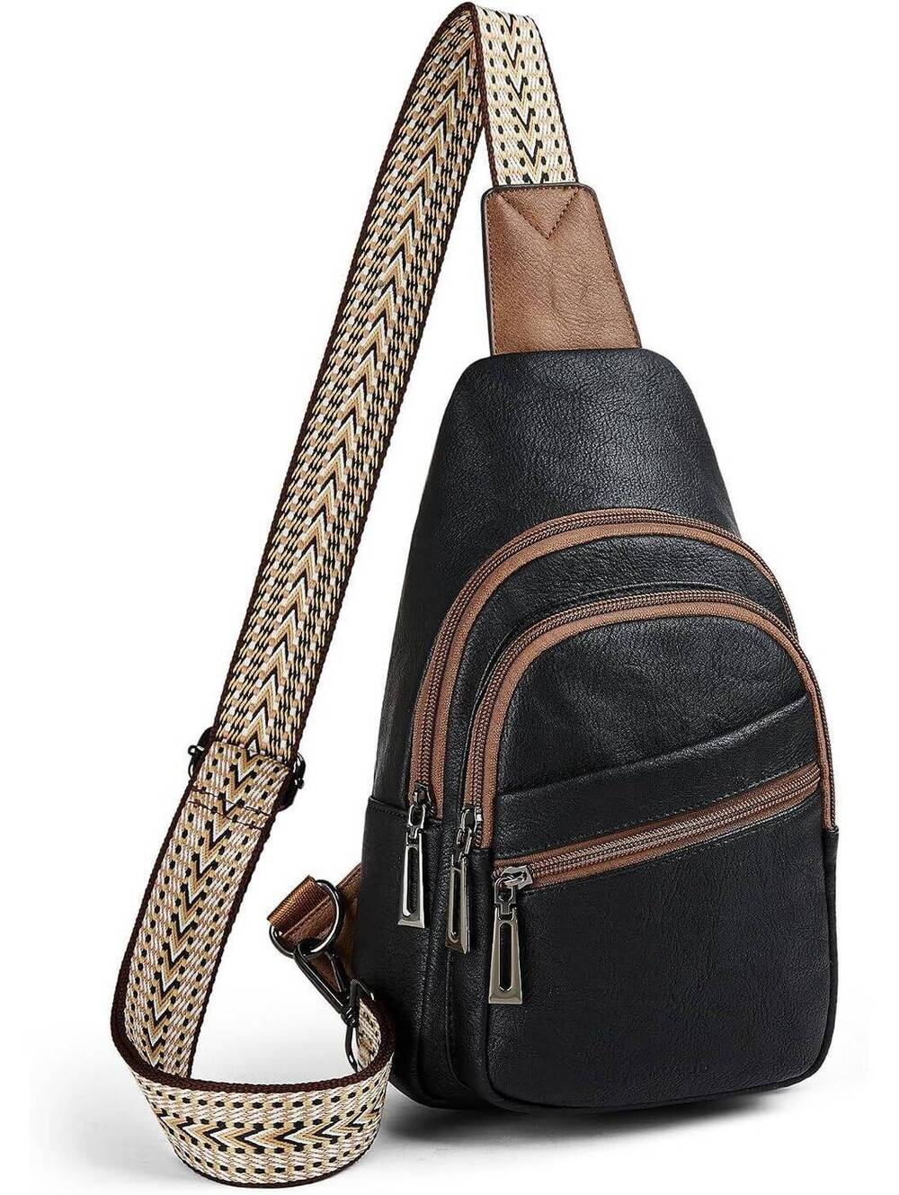 Mroede Women's Sling Crossbody Bag, Black and Brown, fall fashion, crossbody